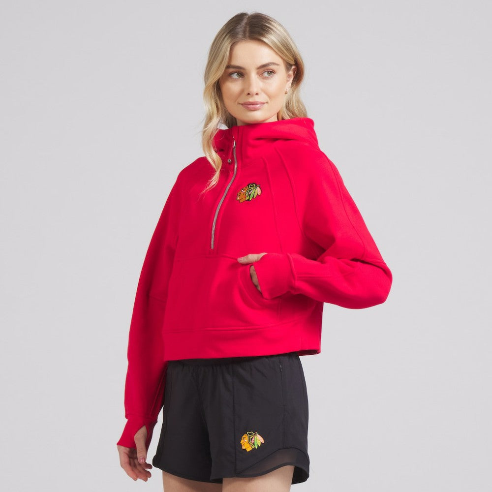 Chicago Blackhawks lululemon Women's Scuba Oversized Half-Zip Hoodie - True Red - NHL 202151269