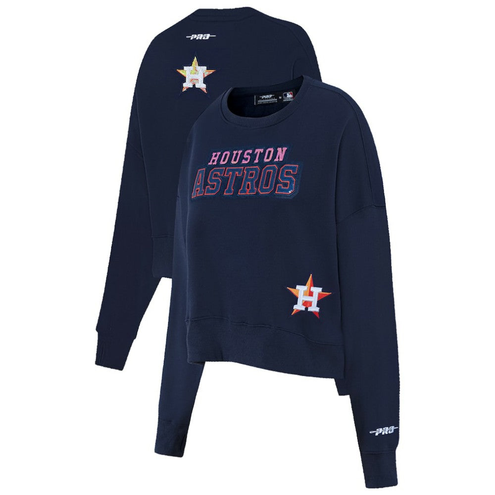 Houston Astros Pro Standard Women's Game Day Classics Crewneck Pullover Sweatshirt - Navy - MLB Discount