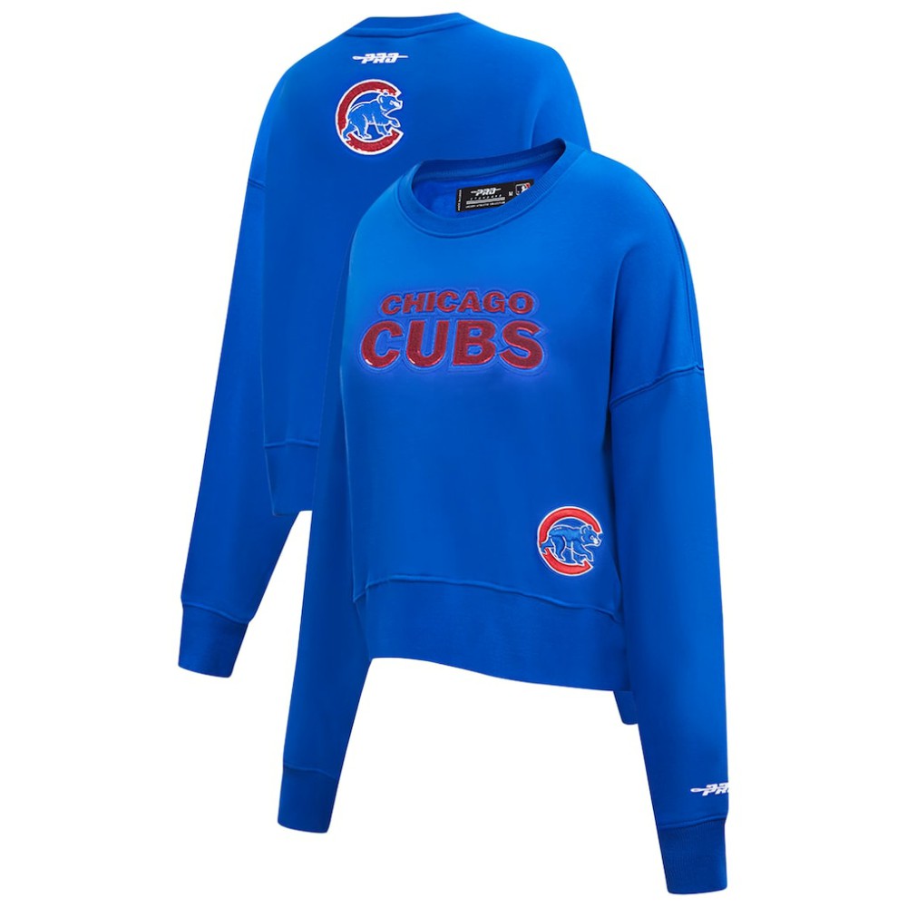 Chicago Cubs Pro Standard Women's Game Day Classics Crewneck Pullover Sweatshirt - Royal - MLB Discount