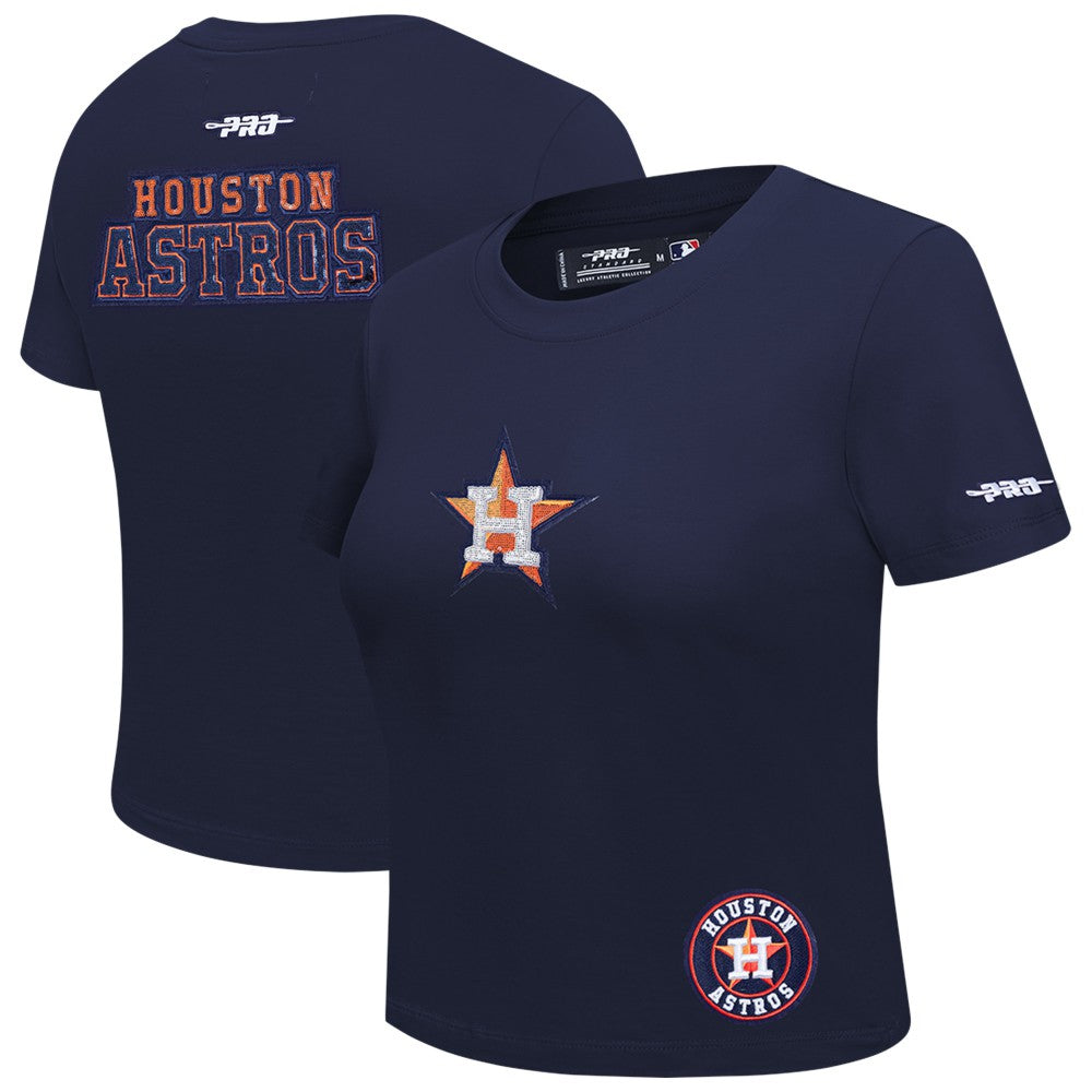 Houston Astros Pro Standard Women's Game Day Classics Baby Doll Cropped T-Shirt - Navy - MLB on Sale