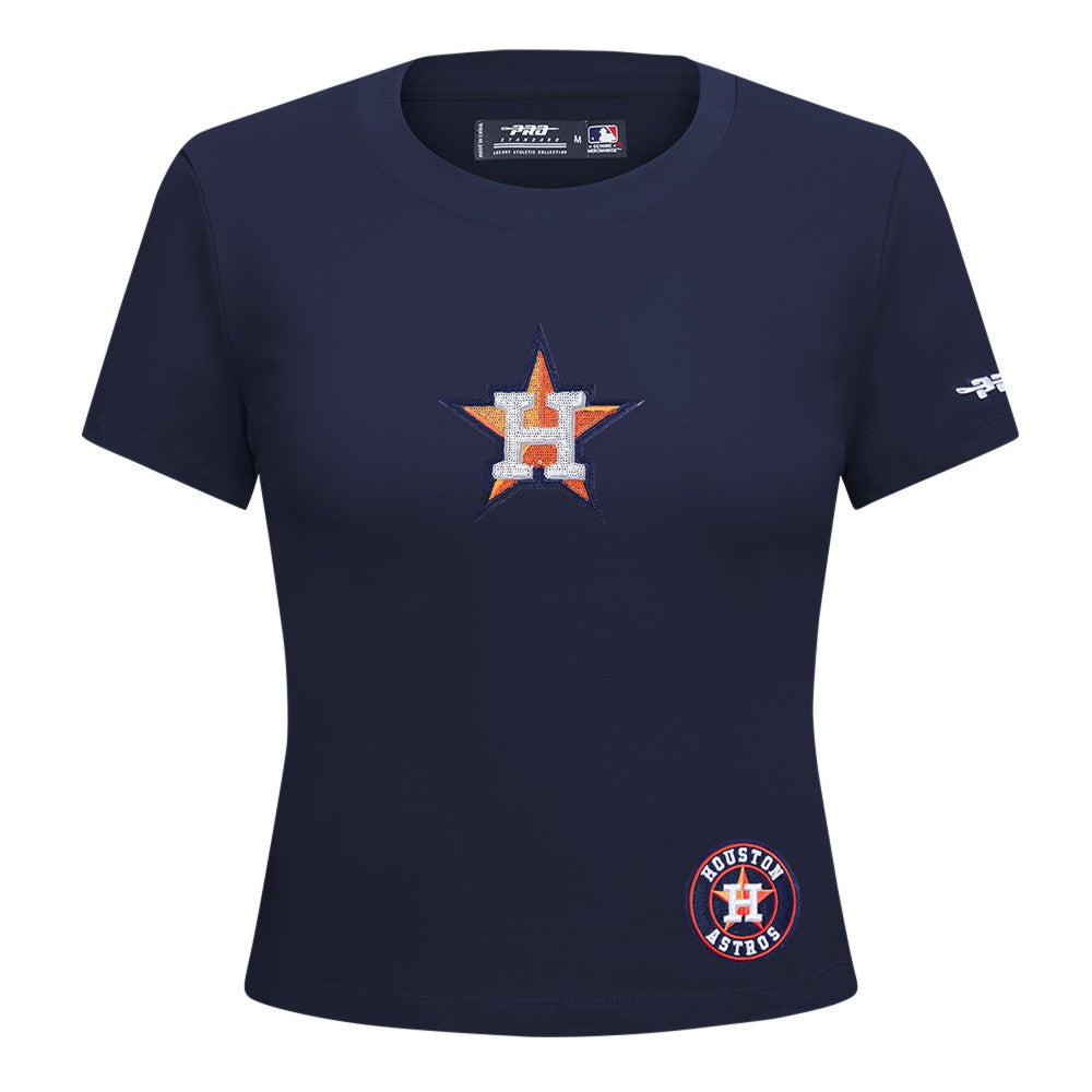 Houston Astros Pro Standard Women's Game Day Classics Baby Doll Cropped T-Shirt - Navy - MLB on Sale