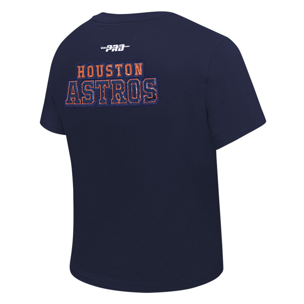 Houston Astros Pro Standard Women's Game Day Classics Baby Doll Cropped T-Shirt - Navy - MLB on Sale