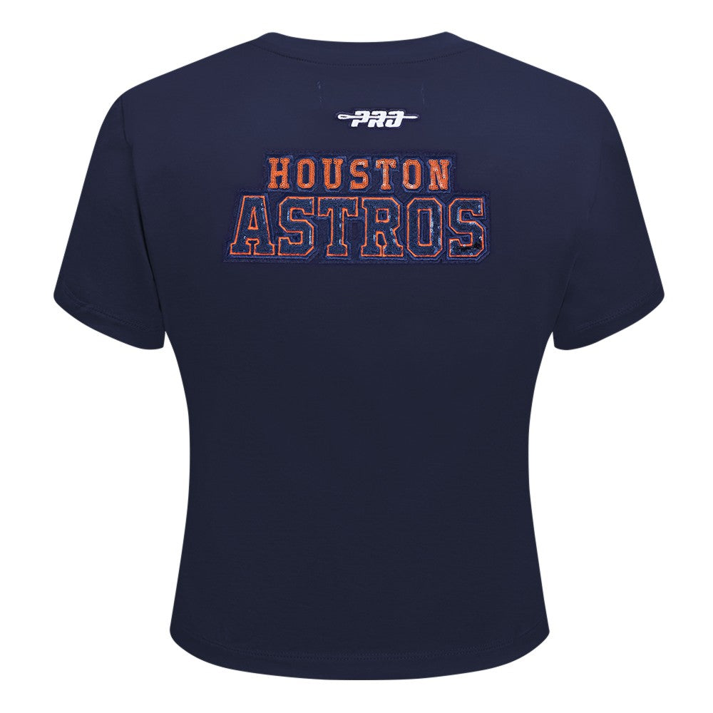 Houston Astros Pro Standard Women's Game Day Classics Baby Doll Cropped T-Shirt - Navy - MLB on Sale