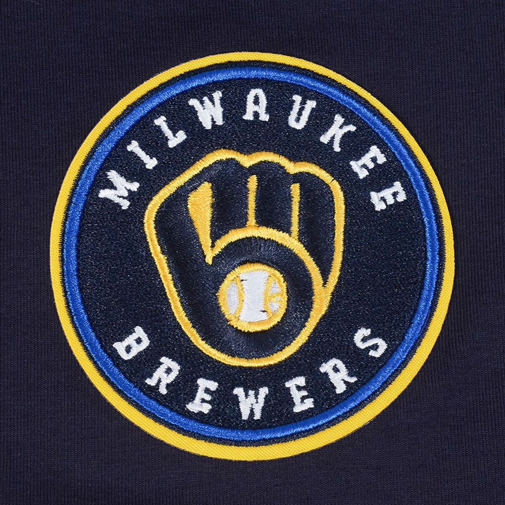 Milwaukee Brewers Pro Standard Women's Game Day Classics Baby Doll Cropped T-Shirt - Navy - MLB Discount