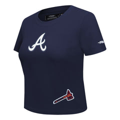 Atlanta Braves Pro Standard Women's Game Day Classics Baby Doll Cropped T-Shirt - Navy - MLB Lifestyle