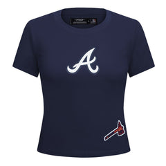 Atlanta Braves Pro Standard Women's Game Day Classics Baby Doll Cropped T-Shirt - Navy - MLB Lifestyle