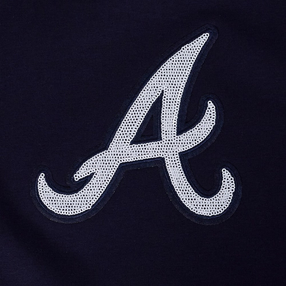 Atlanta Braves Pro Standard Women's Game Day Classics Baby Doll Cropped T-Shirt - Navy - MLB Lifestyle