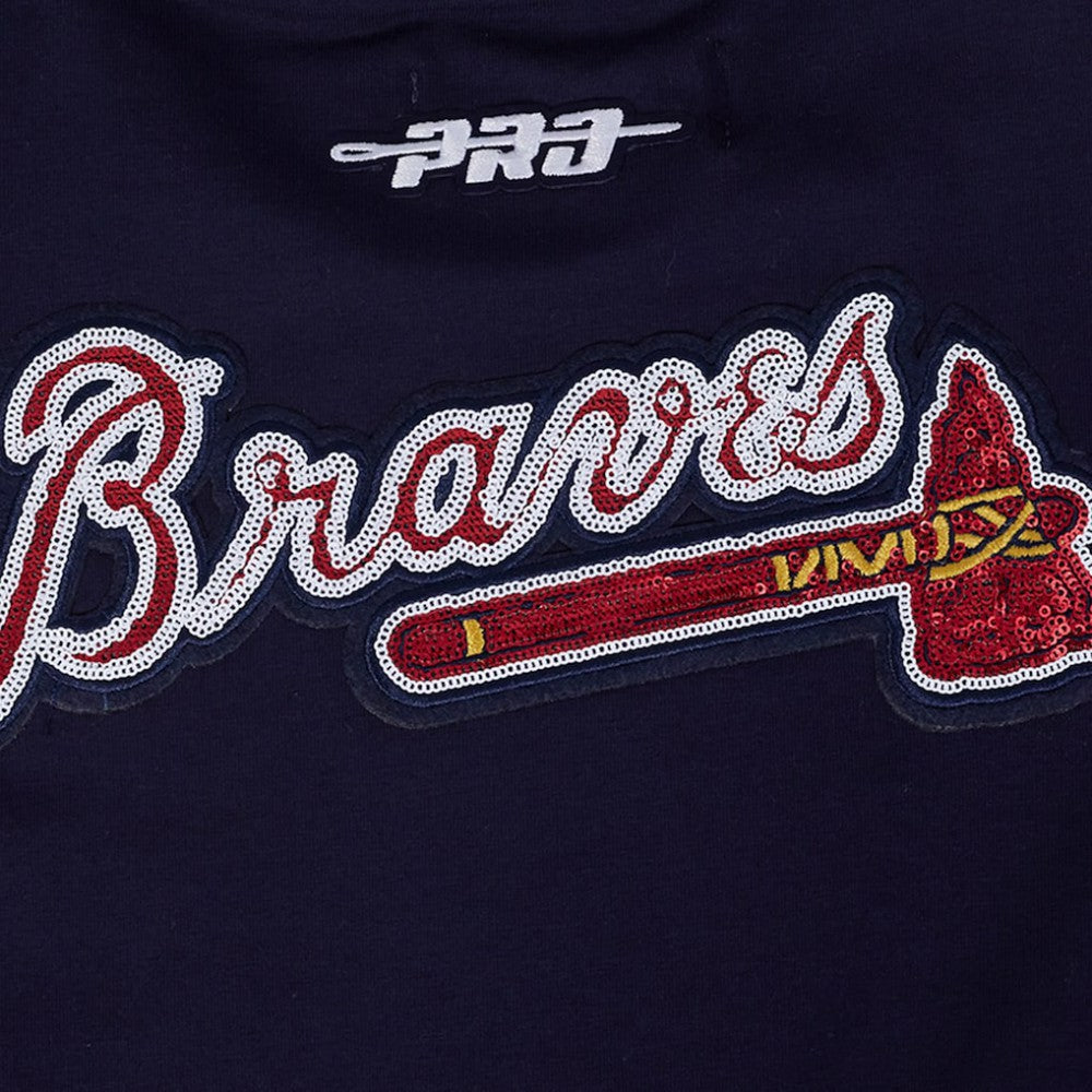 Atlanta Braves Pro Standard Women's Game Day Classics Baby Doll Cropped T-Shirt - Navy - MLB Lifestyle