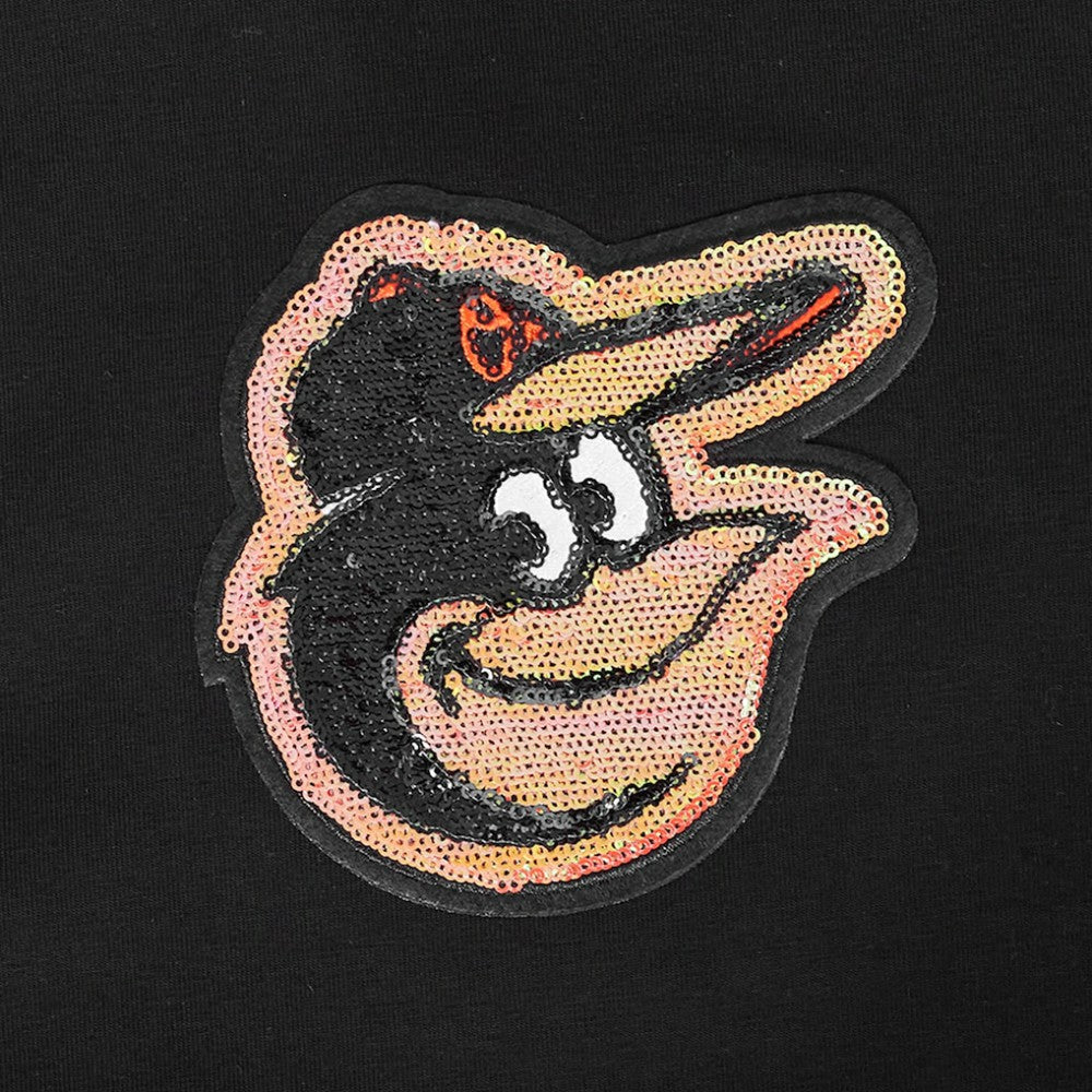 Baltimore Orioles Pro Standard Women's Game Day Classics Baby Doll Cropped T-Shirt - Black - MLB Discount