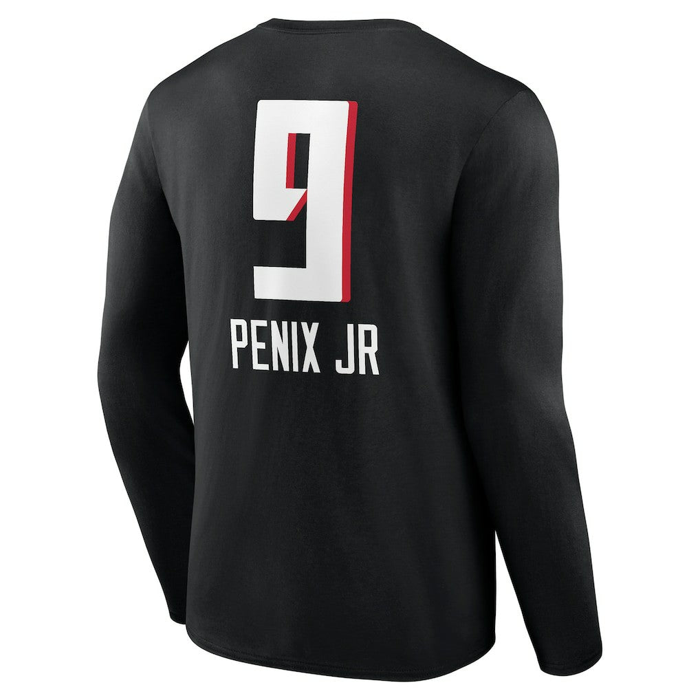 Michael Penix Jr. Atlanta Falcons Name & Number Team Wordmark Long Sleeve T-Shirt Black