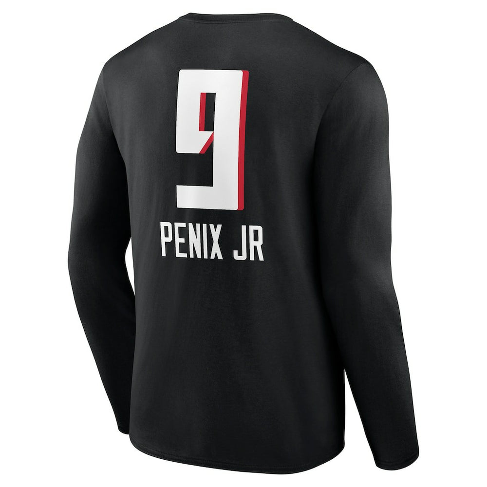 Michael Penix Jr. Atlanta Falcons Name & Number Team Wordmark Long Sleeve T-Shirt Black