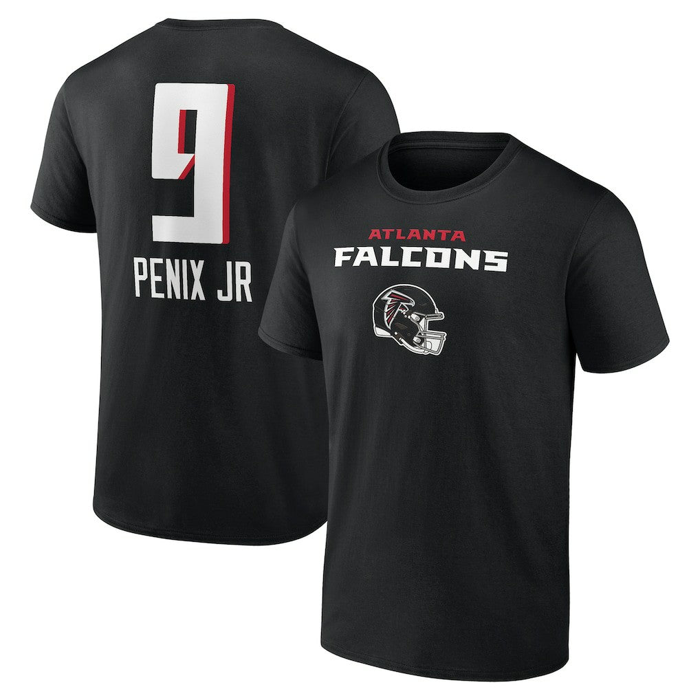 Michael Penix Jr. Atlanta Falcons Name & Number Team Wordmark T-Shirt Black