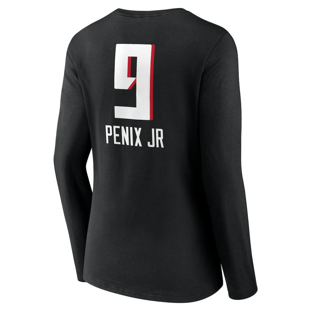 Michael Penix Jr. Atlanta Falcons Women's Name & Number Team Wordmark Long Sleeve V-Neck T-Shirt Black