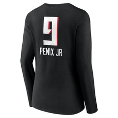Michael Penix Jr. Atlanta Falcons Women's Name & Number Team Wordmark Long Sleeve V-Neck T-Shirt Black