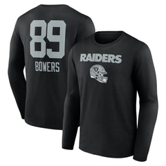 Brock Bowers Las Vegas Raiders Name & Number Team Wordmark Long Sleeve T-Shirt Black