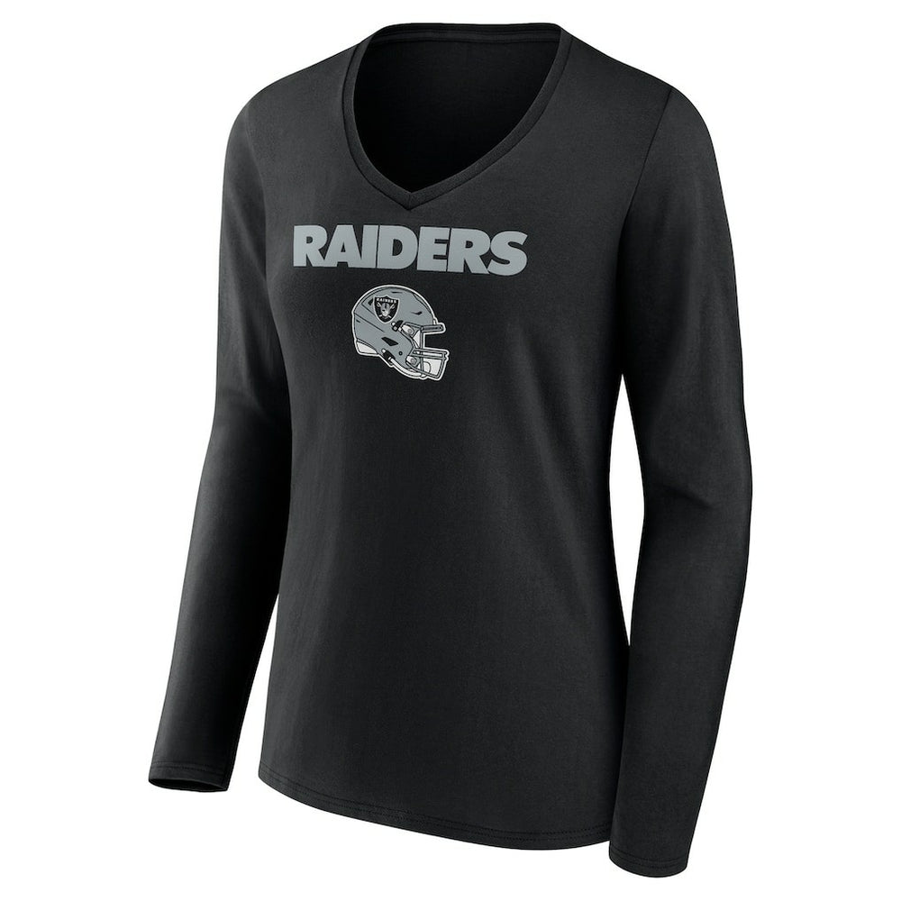 Brock Bowers Las Vegas Raiders Women's Name & Number Team Wordmark Long Sleeve V-Neck T-Shirt Black