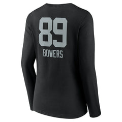 Brock Bowers Las Vegas Raiders Women's Name & Number Team Wordmark Long Sleeve V-Neck T-Shirt Black