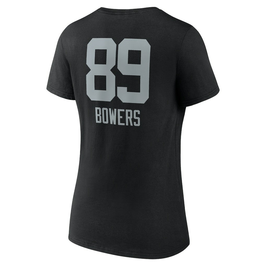 Brock Bowers Las Vegas Raiders Women's Name & Number Team Wordmark V-Neck T-Shirt Black