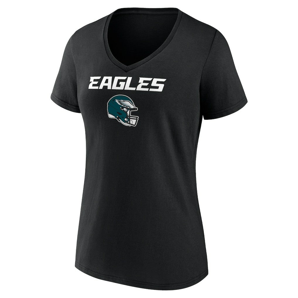 Saquon Barkley Philadelphia Eagles Women's Name & Number Team Wordmark V-Neck T-Shirt Black