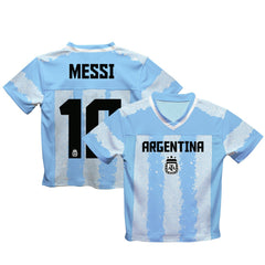 Lionel Messi Argentina National Team Vive La Fete Youth Painted Stripes Football Jersey Light Blue