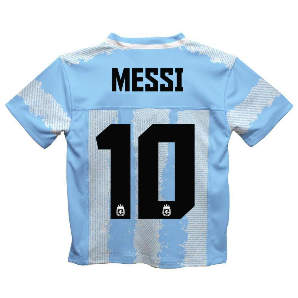 Lionel Messi Argentina National Team Vive La Fete Youth Painted Stripes Football Jersey Light Blue
