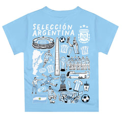 Argentina National Team Vive La Fete Youth Impressions Artwork T-Shirt Light Blue