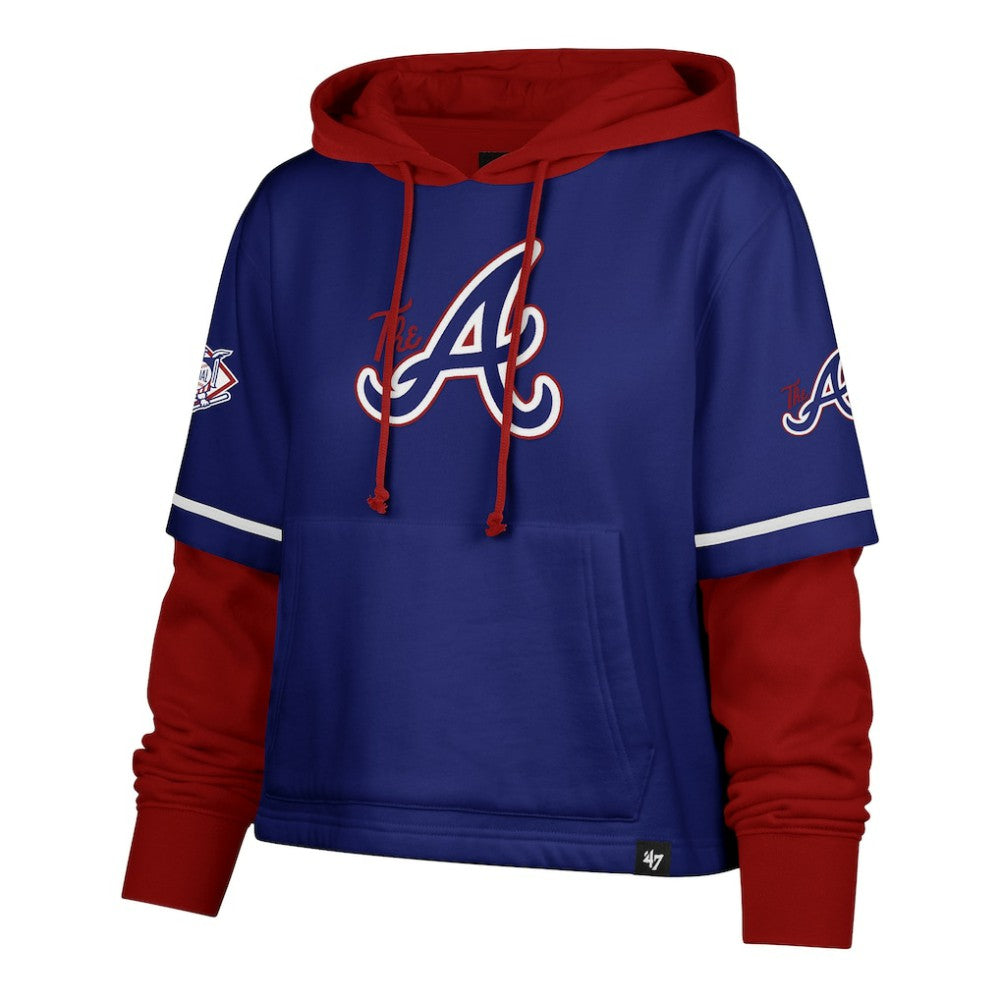 Atlanta Braves '47 Women's City Connect Shortstop Cropped Pullover Hoodie - Royal - 47 brand Discount