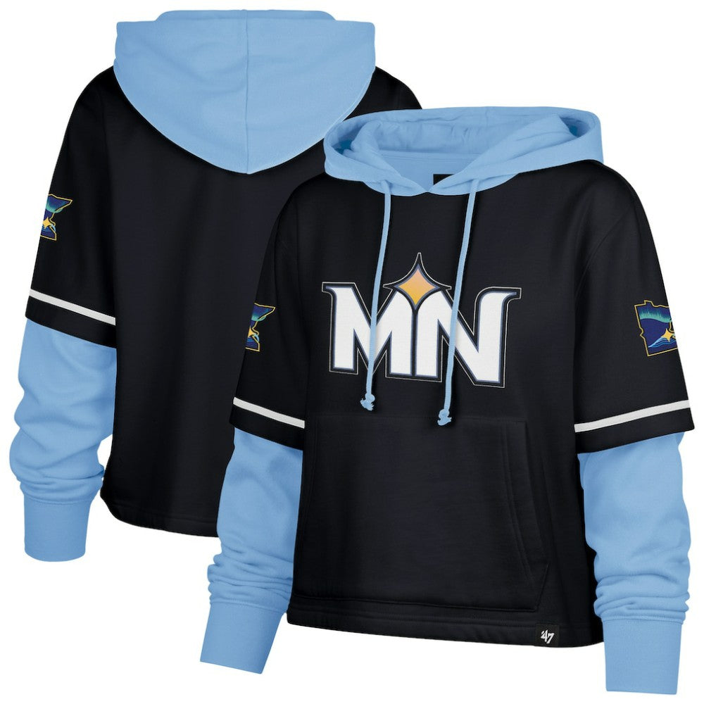 Minnesota Twins '47 Women's City Connect Shortstop Cropped Pullover Hoodie - Navy - 47 brand Discount