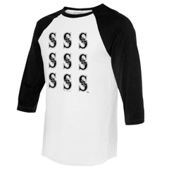 Seattle Mariners Tiny Turnip Women's Logo Grid 3/4 Sleeve Raglan T-Shirt - White/Black - MLB Sale