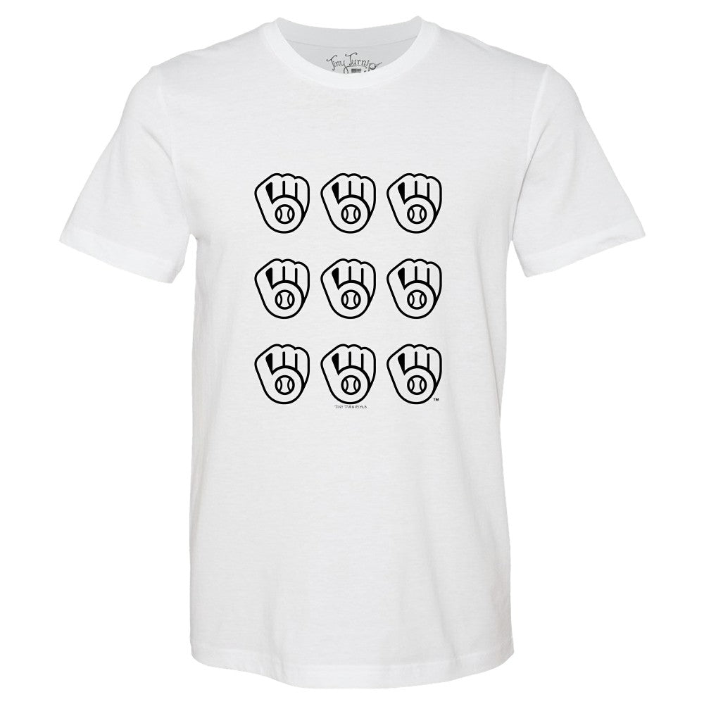 Milwaukee Brewers Tiny Turnip Women's Logo Grid T-Shirt - White - MLB Discount