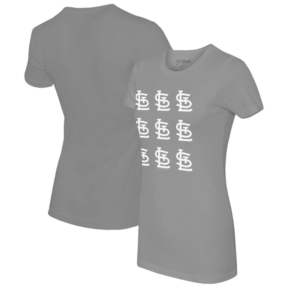 St. Louis Cardinals Tiny Turnip Women's Logo Grid  T-Shirt - Gray - MLB Discount