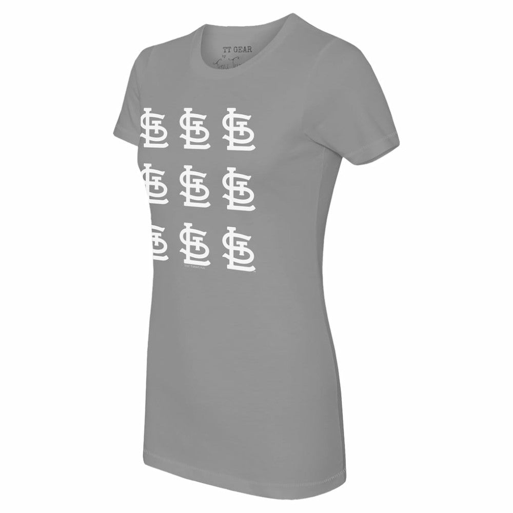 St. Louis Cardinals Tiny Turnip Women's Logo Grid  T-Shirt - Gray - MLB Discount