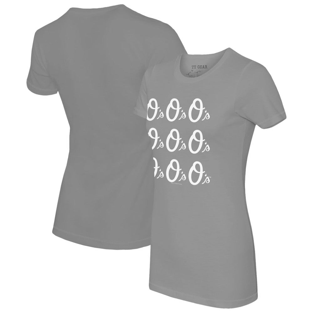 Baltimore Orioles Tiny Turnip Women's Logo Grid  T-Shirt - Gray - MLB Online