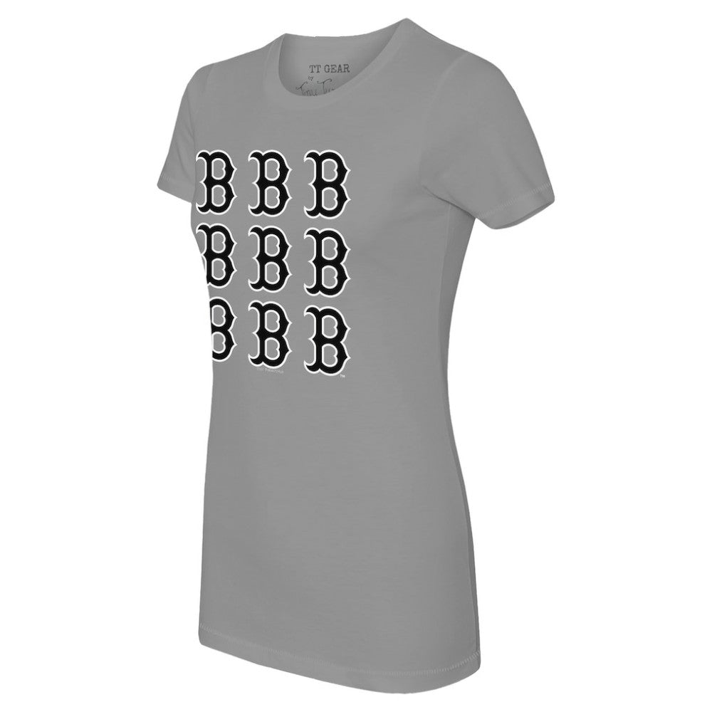 Boston Red Sox Tiny Turnip Women's Logo Grid  T-Shirt - Gray - MLB on Sale