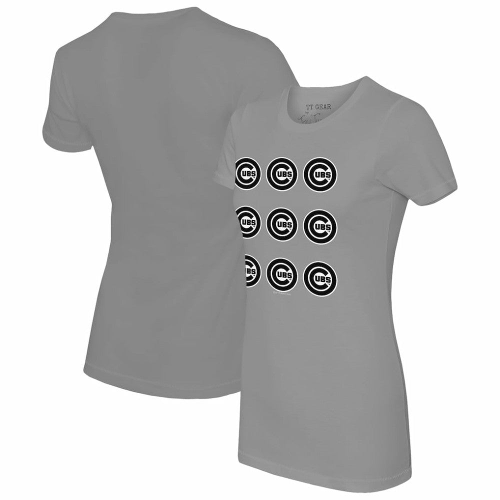 Chicago Cubs Tiny Turnip Women's Logo Grid  T-Shirt - Gray - MLB Online