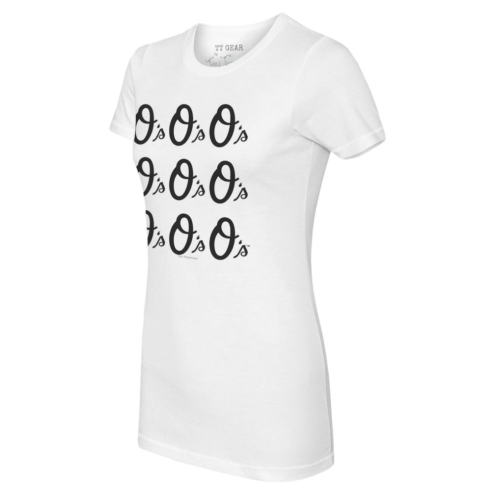 Baltimore Orioles Tiny Turnip Women's Logo Grid T-Shirt - White - MLB Lifestyle