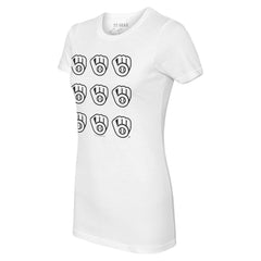 Milwaukee Brewers Tiny Turnip Women's Logo Grid T-Shirt - White - MLB Sale
