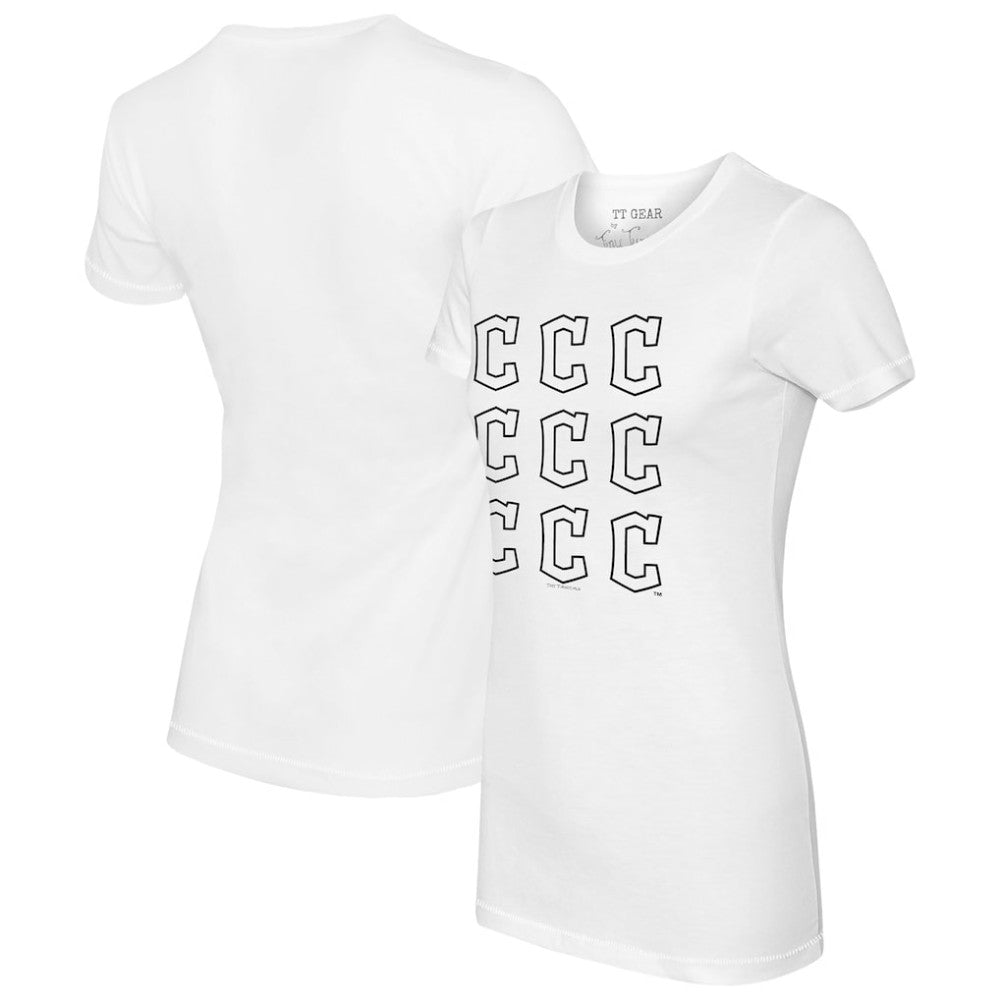 Cleveland Guardians Tiny Turnip Women's Logo Grid T-Shirt - White - MLB Lifestyle