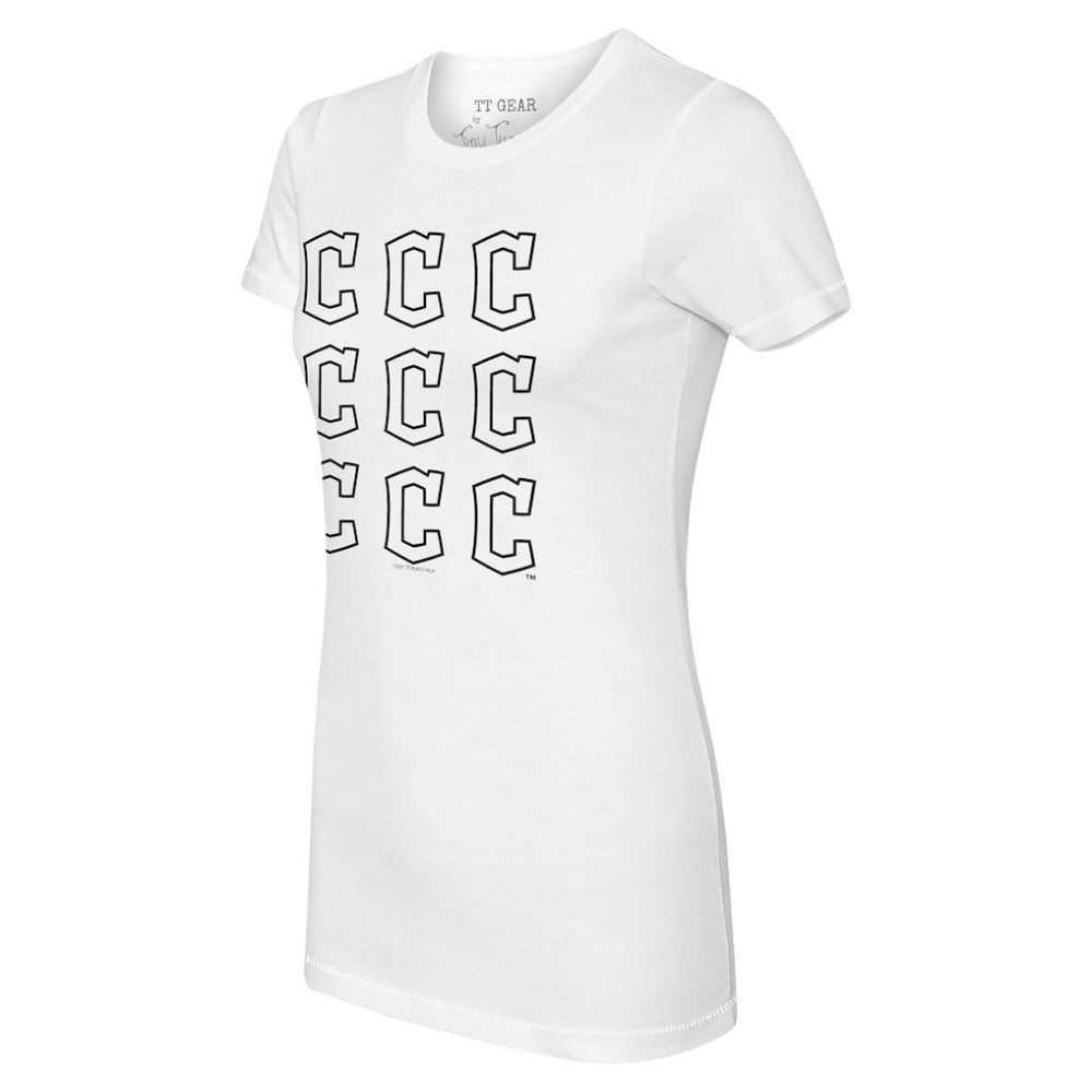 Cleveland Guardians Tiny Turnip Women's Logo Grid T-Shirt - White - MLB Lifestyle