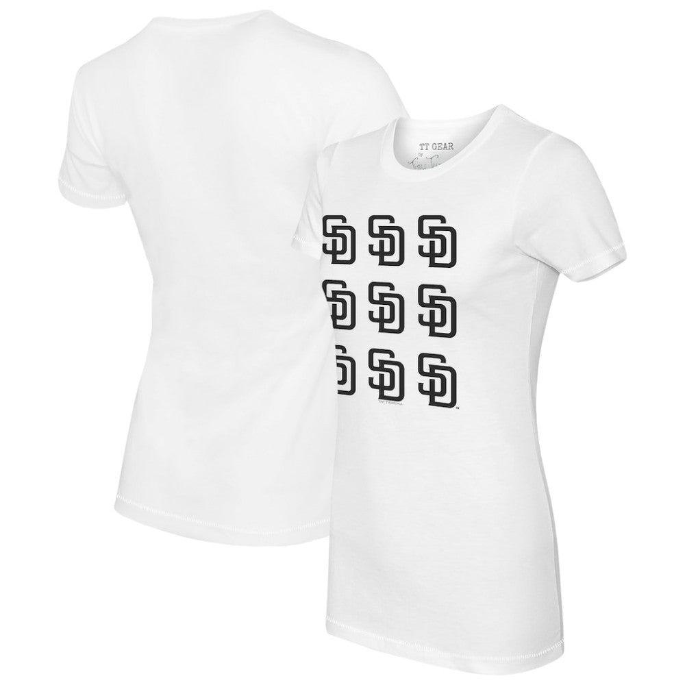 San Diego Padres Tiny Turnip Women's Logo Grid T-Shirt - White - MLB Discount