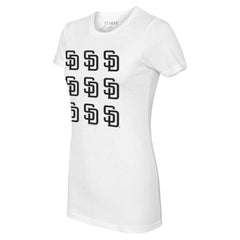 San Diego Padres Tiny Turnip Women's Logo Grid T-Shirt - White - MLB Discount