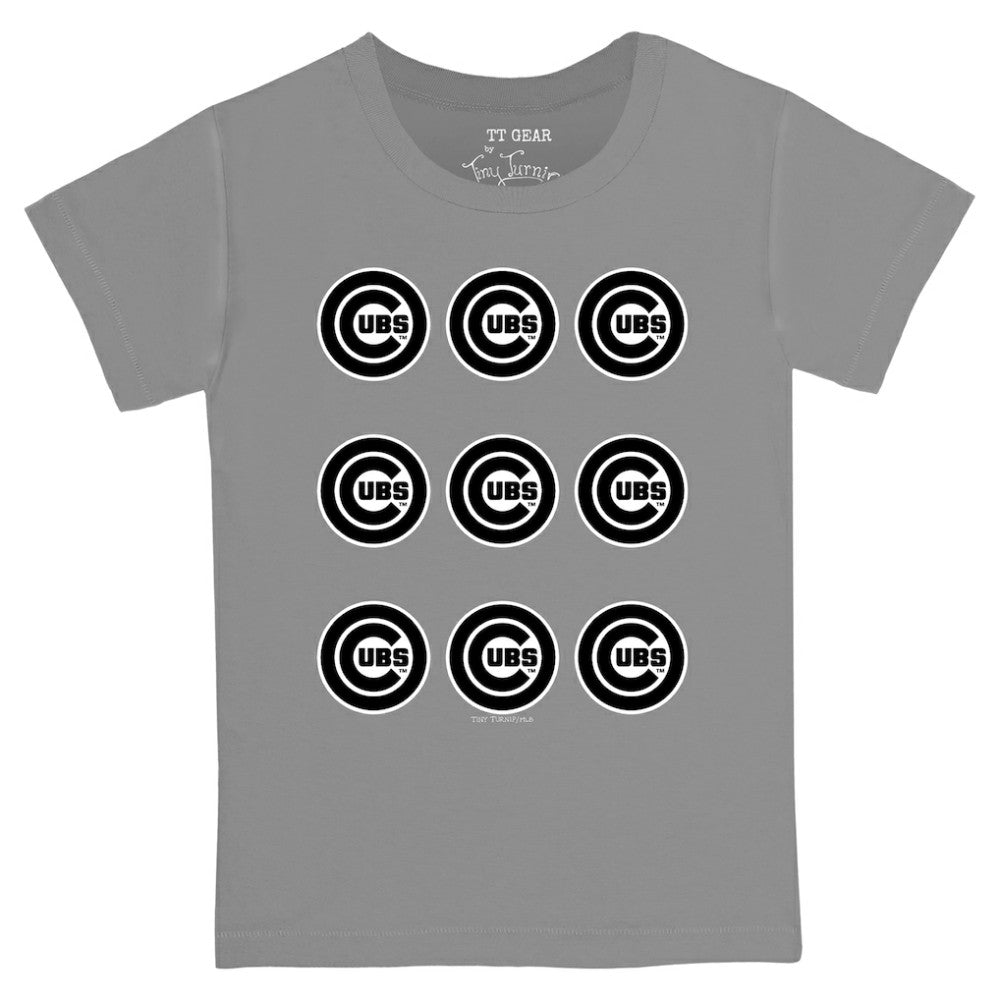 Chicago Cubs Tiny Turnip Youth Logo Grid  T-Shirt - Gray - MLB Sale