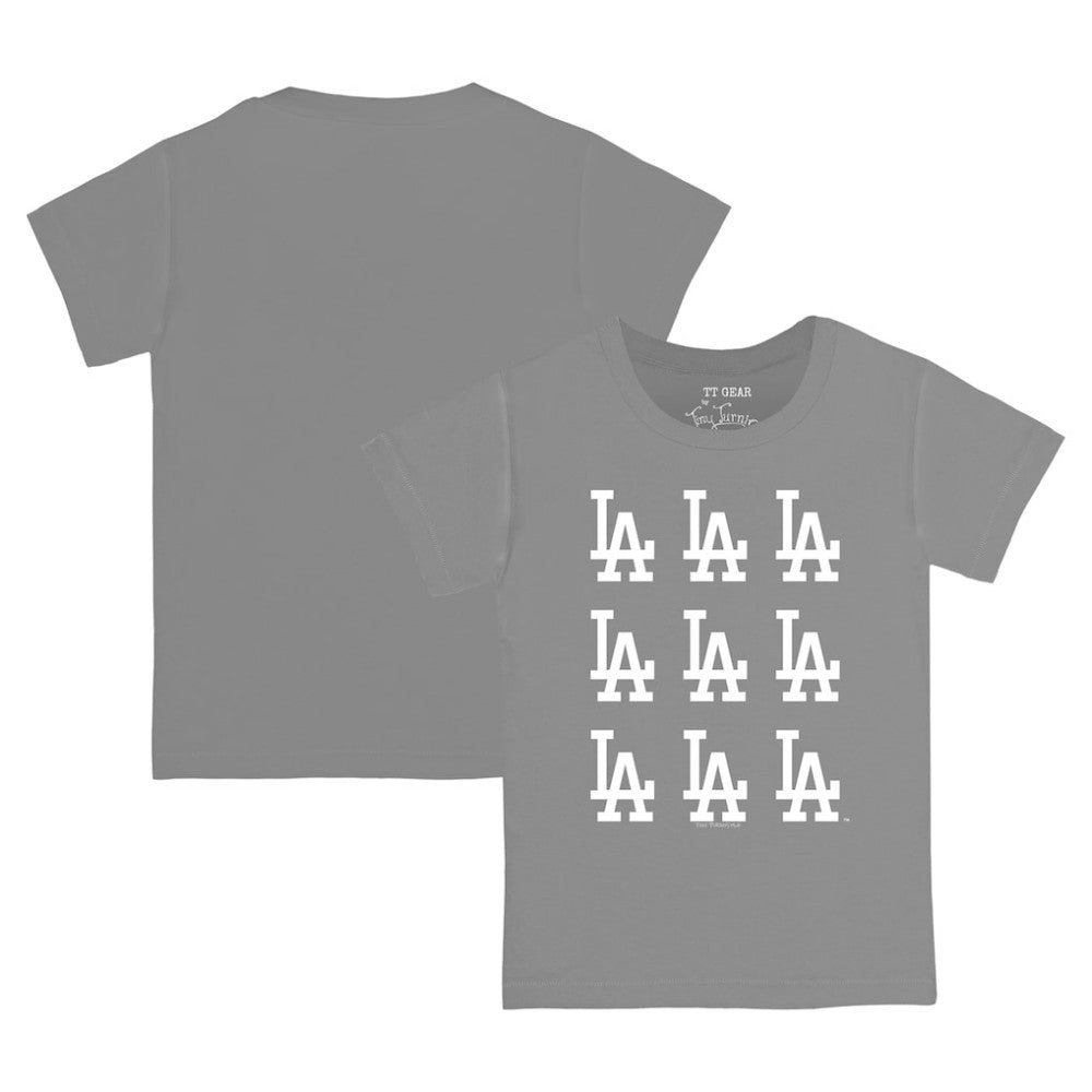 Los Angeles Dodgers Tiny Turnip Youth Logo Grid  T-Shirt - Gray - MLB Lifestyle