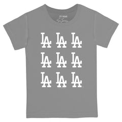 Los Angeles Dodgers Tiny Turnip Youth Logo Grid  T-Shirt - Gray - MLB Lifestyle