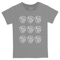 Milwaukee Brewers Tiny Turnip Youth Logo Grid  T-Shirt - Gray - MLB Discount