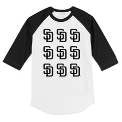 San Diego Padres Tiny Turnip Youth Logo Grid Raglan 3/4-Sleeve T-Shirt - White/Black - MLB Discount