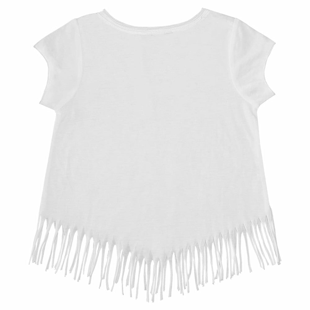 San Diego Padres Tiny Turnip Girls Youth Logo Grid Fringe T-Shirt - White - MLB on Sale