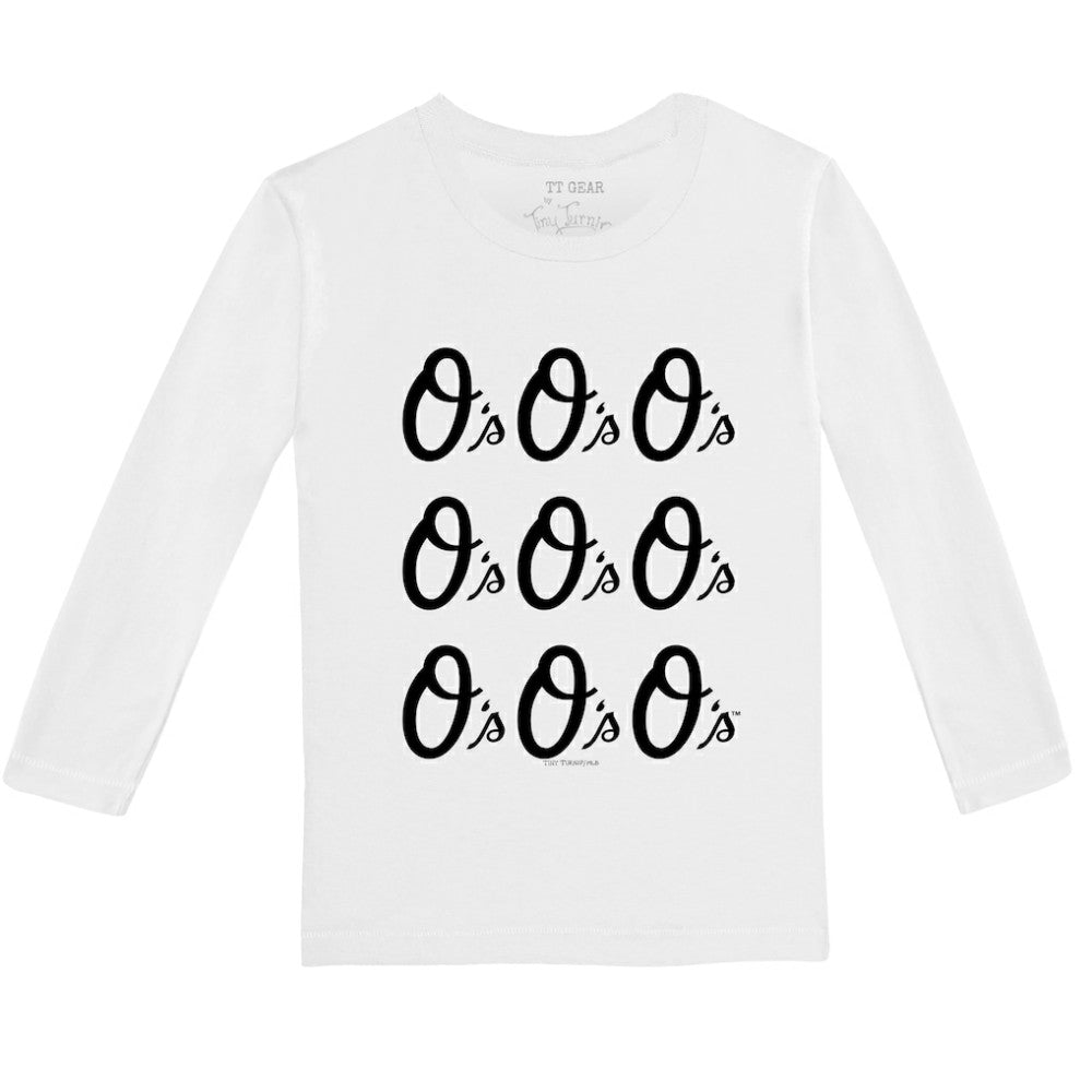 Baltimore Orioles Tiny Turnip Youth Logo Grid Long Sleeve T-Shirt - White - MLB on Sale