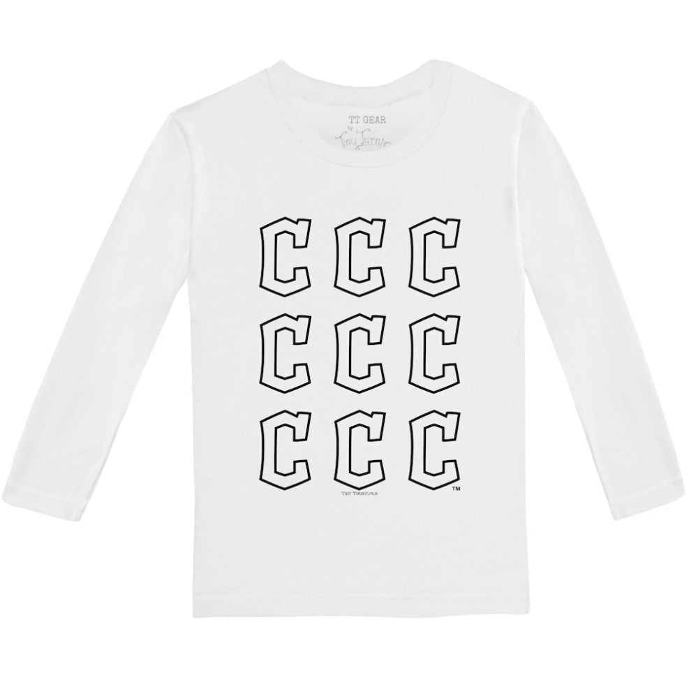 Cleveland Guardians Tiny Turnip Youth Logo Grid Long Sleeve T-Shirt - White - MLB Discount