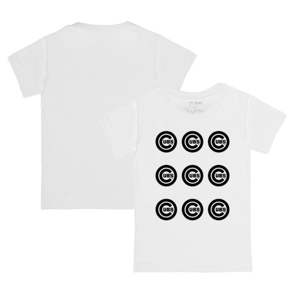 Chicago Cubs Tiny Turnip Youth Logo Grid T-Shirt - White - MLB on Sale